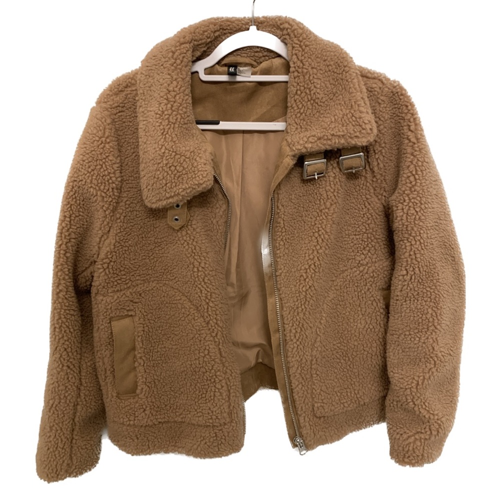 H&M teddy coat in brown